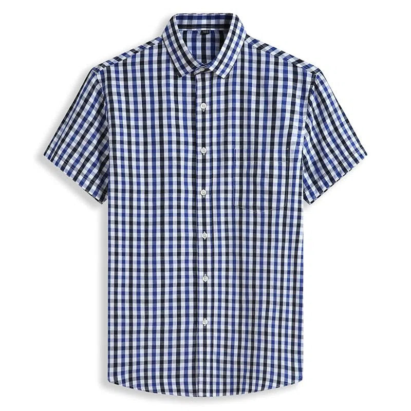 Men's Plus Size Shirts Casual Classic 100% Cotton Short Sleeves-Maas