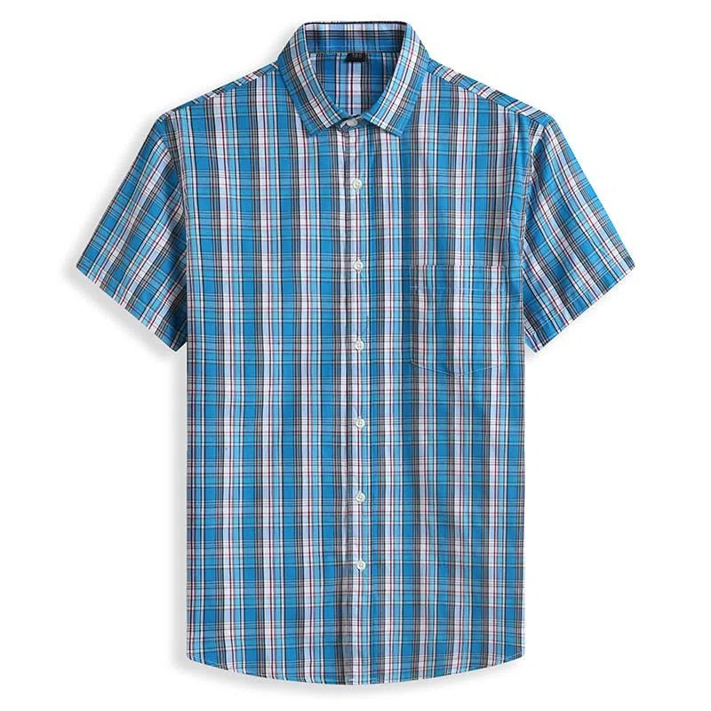 Men's Plus Size Shirts Casual Classic 100% Cotton Short Sleeves-Maas