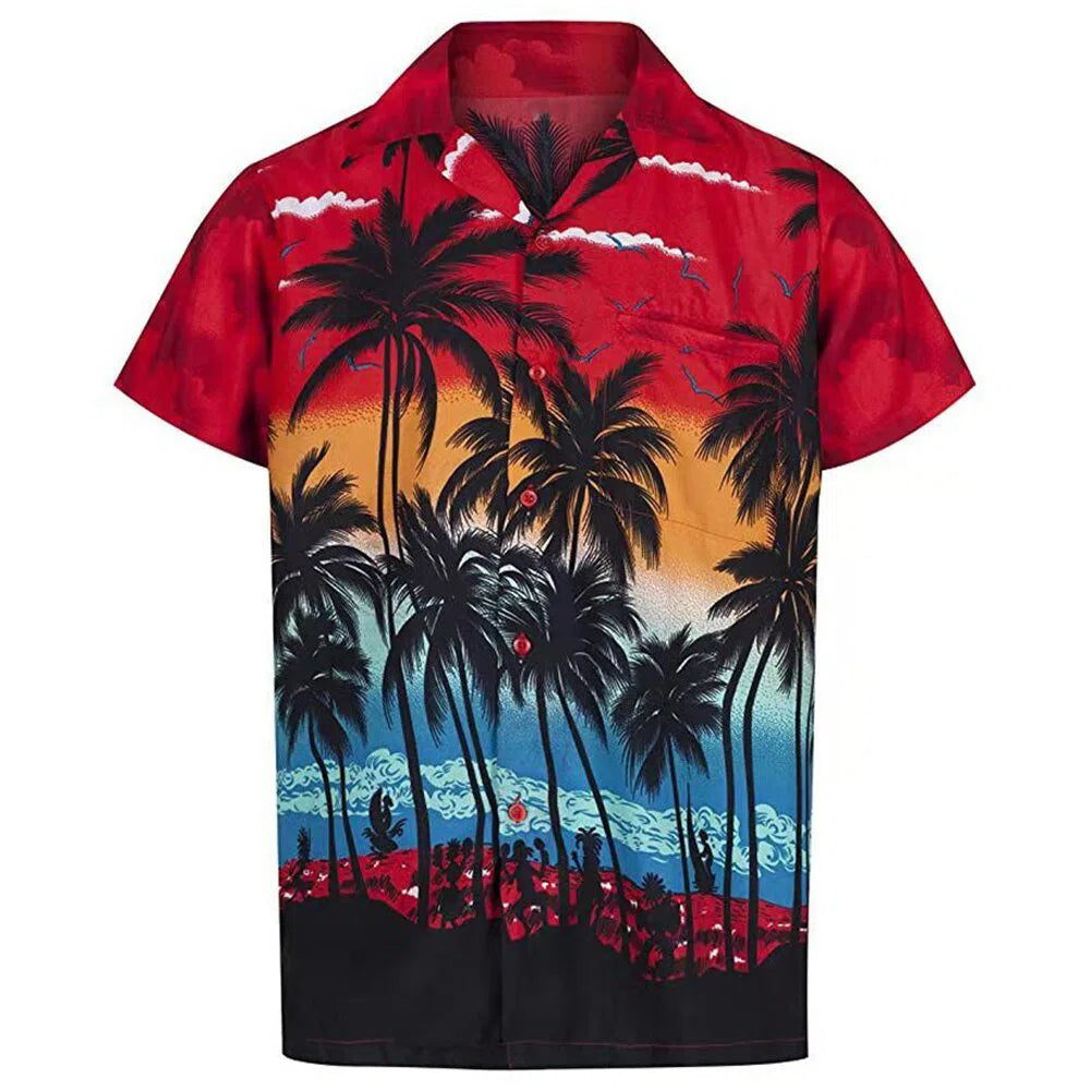 Men's Shirt Oversized Beach Hawaiian Floral-Maas