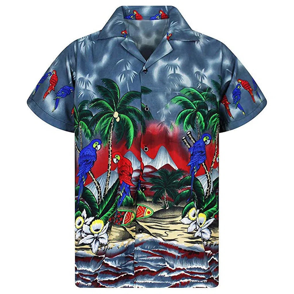 Men's Shirt Oversized Beach Hawaiian Floral-Maas