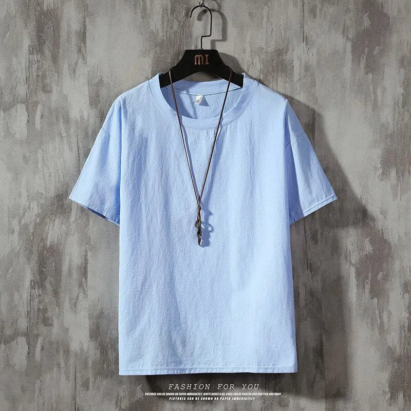 Men's Short Sleeve T-shirt Solid Color Loose Casual-Maas