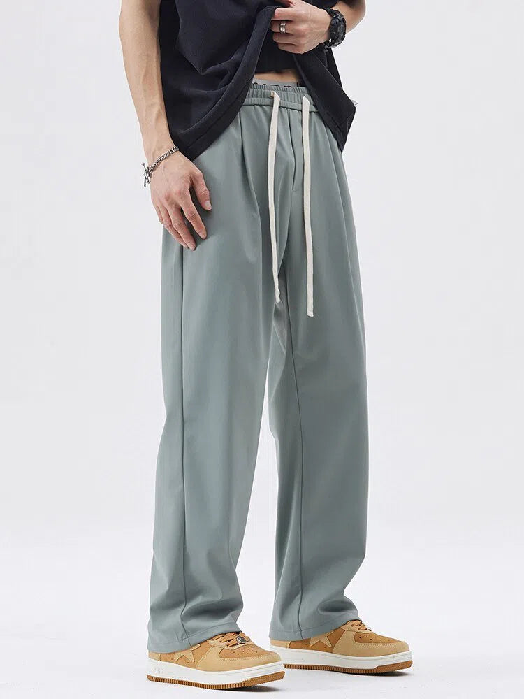 Men's Summer Sweatpants Stretch Wide Leg Casual Loose Trousers-Maas