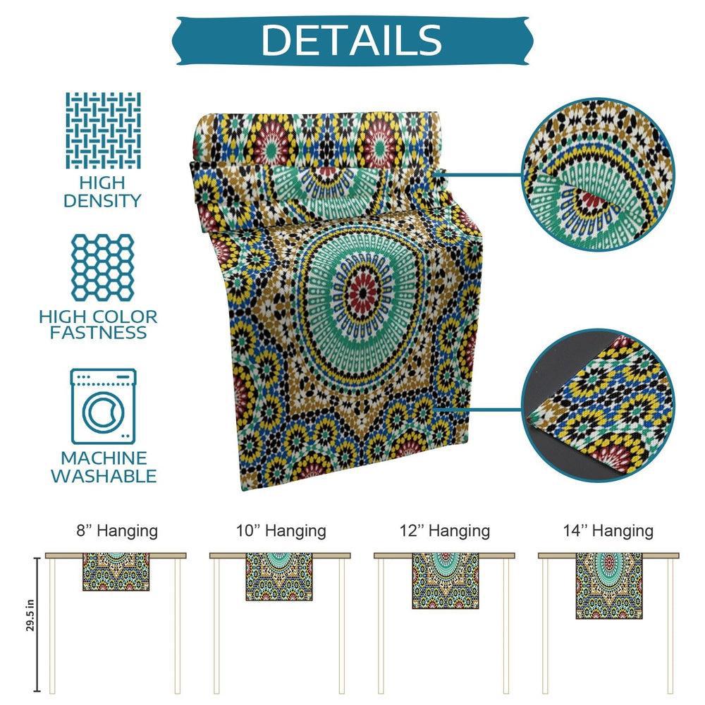 Morocco Colorful Flowers Arabesque Table Runner and Placemats Set-Maas