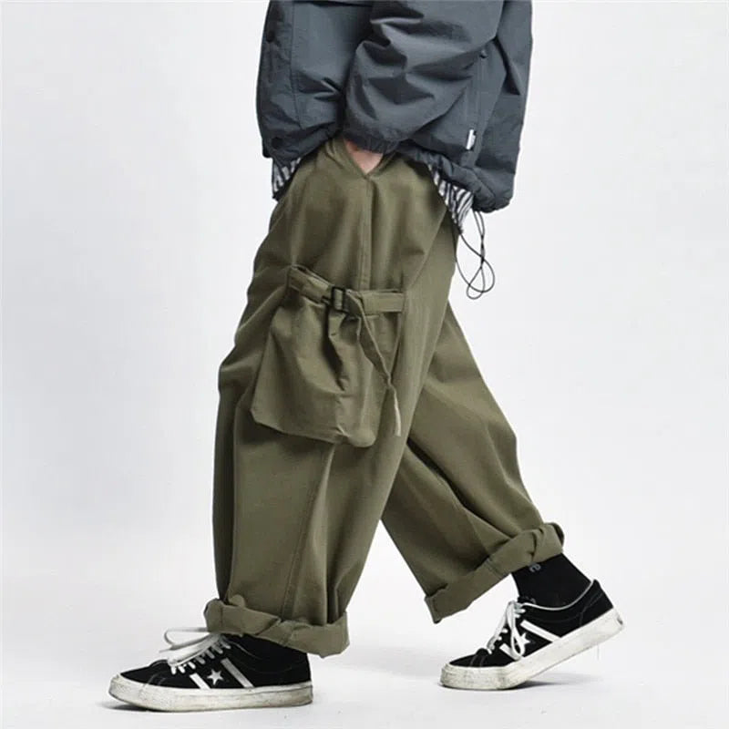 Multi Pocket Cargo Pants Mens Work Safari Style Casual Trousers-Maas