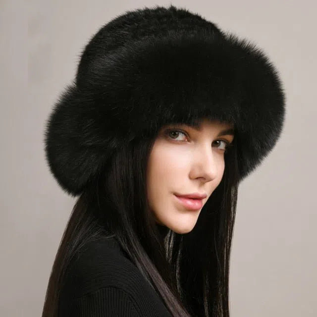 New Genuine Real Natural Knitted Mink Fur Hat Cap Luxury Women Handmade Knit Fashion Winter Headwear Warm Real Fox Fur Beanies-Maas