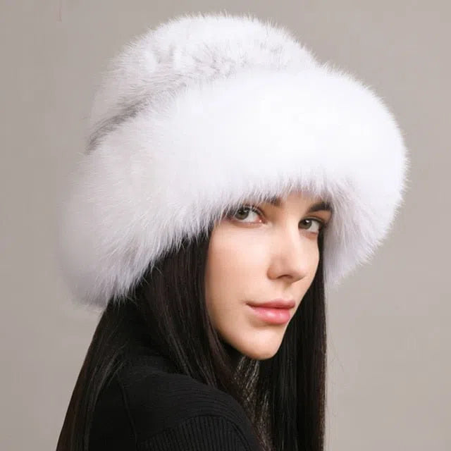 New Genuine Real Natural Knitted Mink Fur Hat Cap Luxury Women Handmade Knit Fashion Winter Headwear Warm Real Fox Fur Beanies-Maas