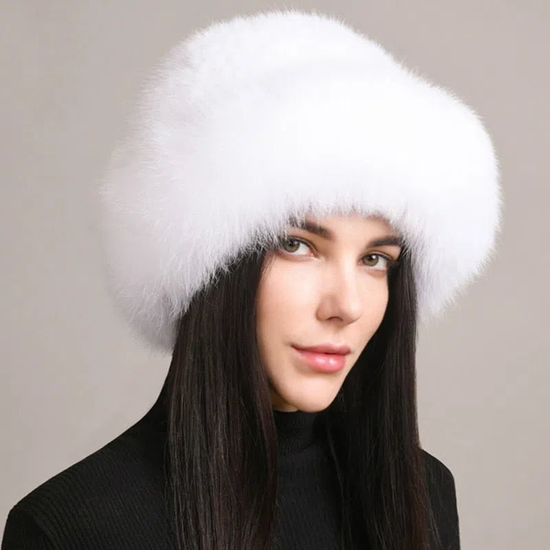 New Genuine Real Natural Knitted Mink Fur Hat Cap Luxury Women Handmade Knit Fashion Winter Headwear Warm Real Fox Fur Beanies-Maas