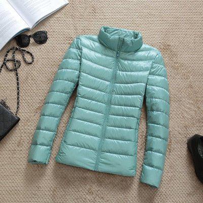 Plus Size Thin Duck Down Jacket Women's Winter Slim Short Hooded Coat-Maas