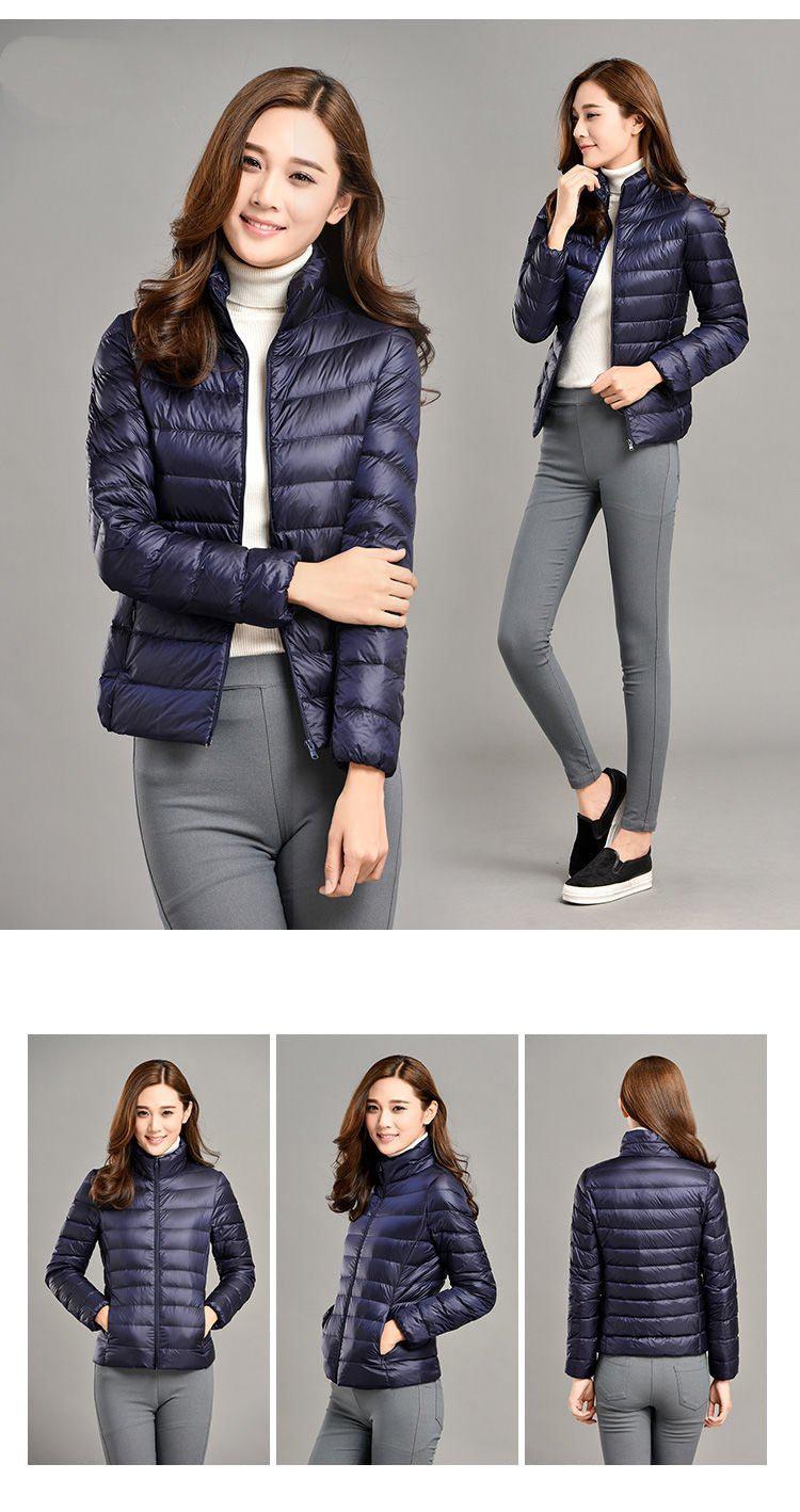 Plus Size Thin Duck Down Jacket Women's Winter Slim Short Hooded Coat-Maas