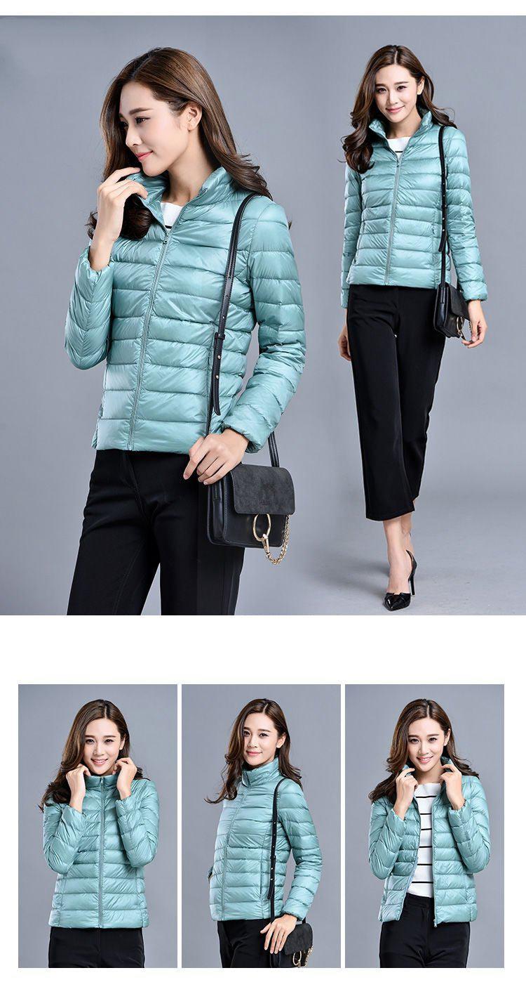 Plus Size Thin Duck Down Jacket Women's Winter Slim Short Hooded Coat-Maas