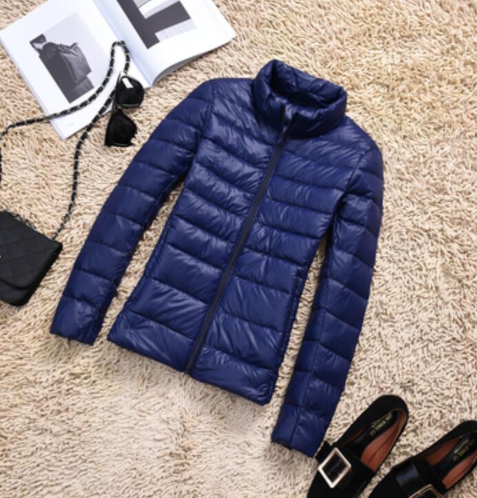 Plus Size Thin Duck Down Jacket Women's Winter Slim Short Hooded Coat-Maas