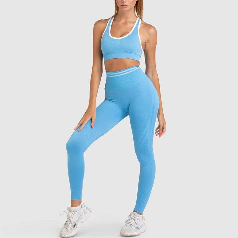 Seamless Yoga Set High Waist Long-Sleeved Backless Workout Clothes Set for Women-Maas