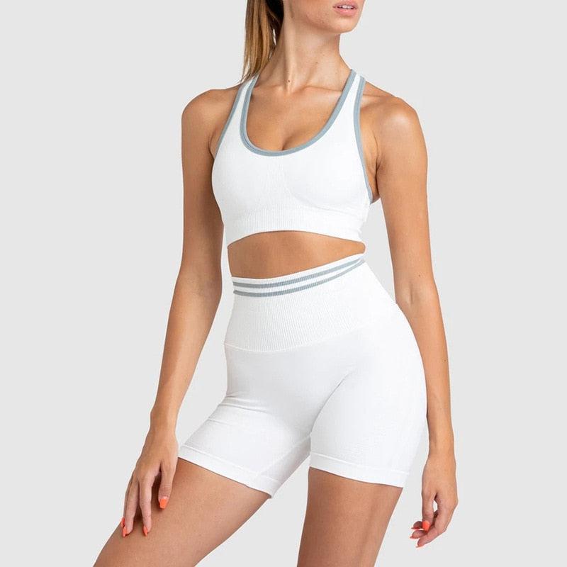 Seamless Yoga Set High Waist Long-Sleeved Backless Workout Clothes Set for Women-Maas