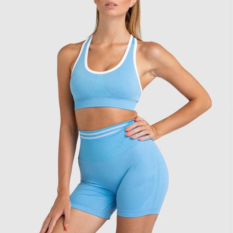 Seamless Yoga Set High Waist Long-Sleeved Backless Workout Clothes Set for Women-Maas