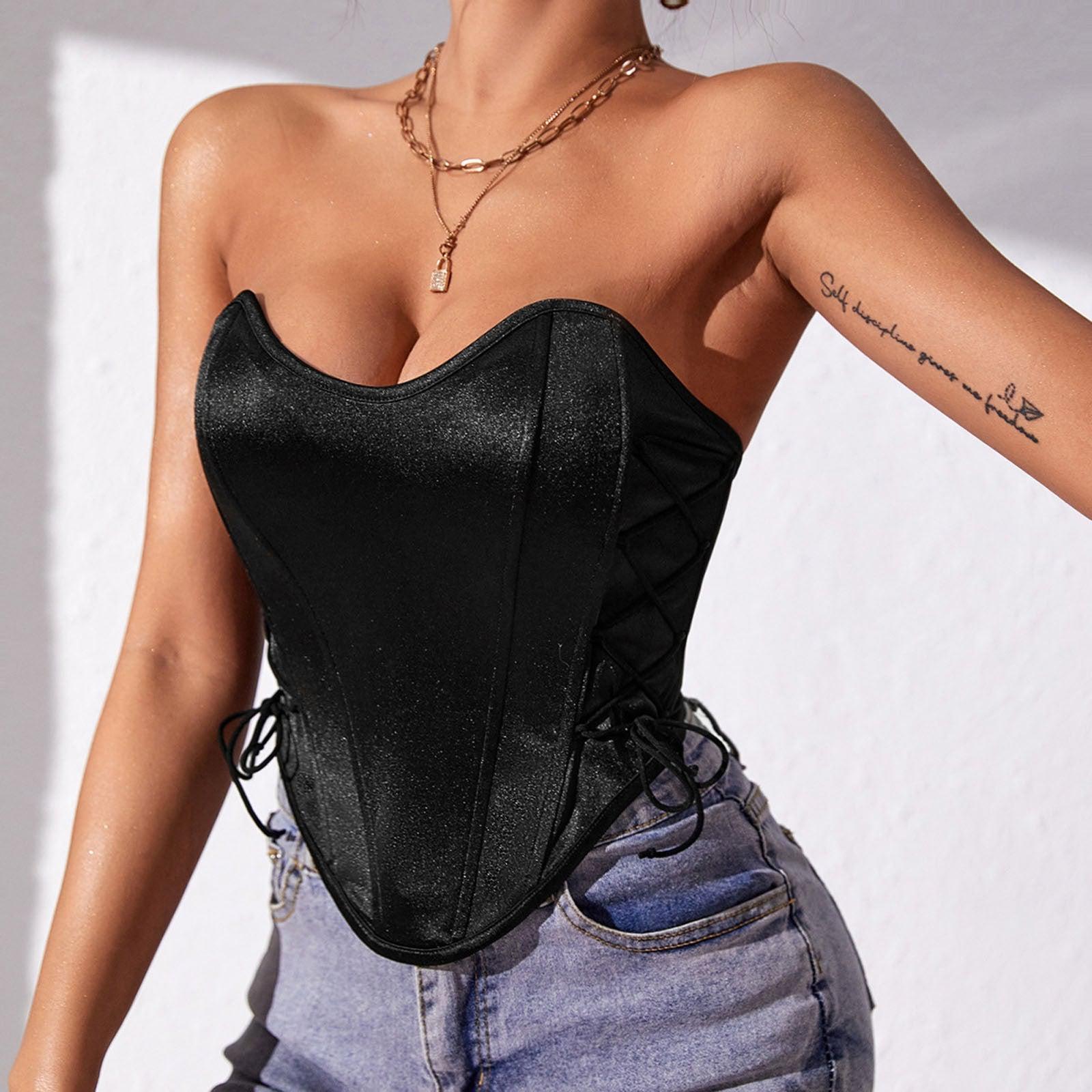 Sleeveless Corset Crop Tops Women's Backless Bustier Corset Vest Tanks Camis-Maas