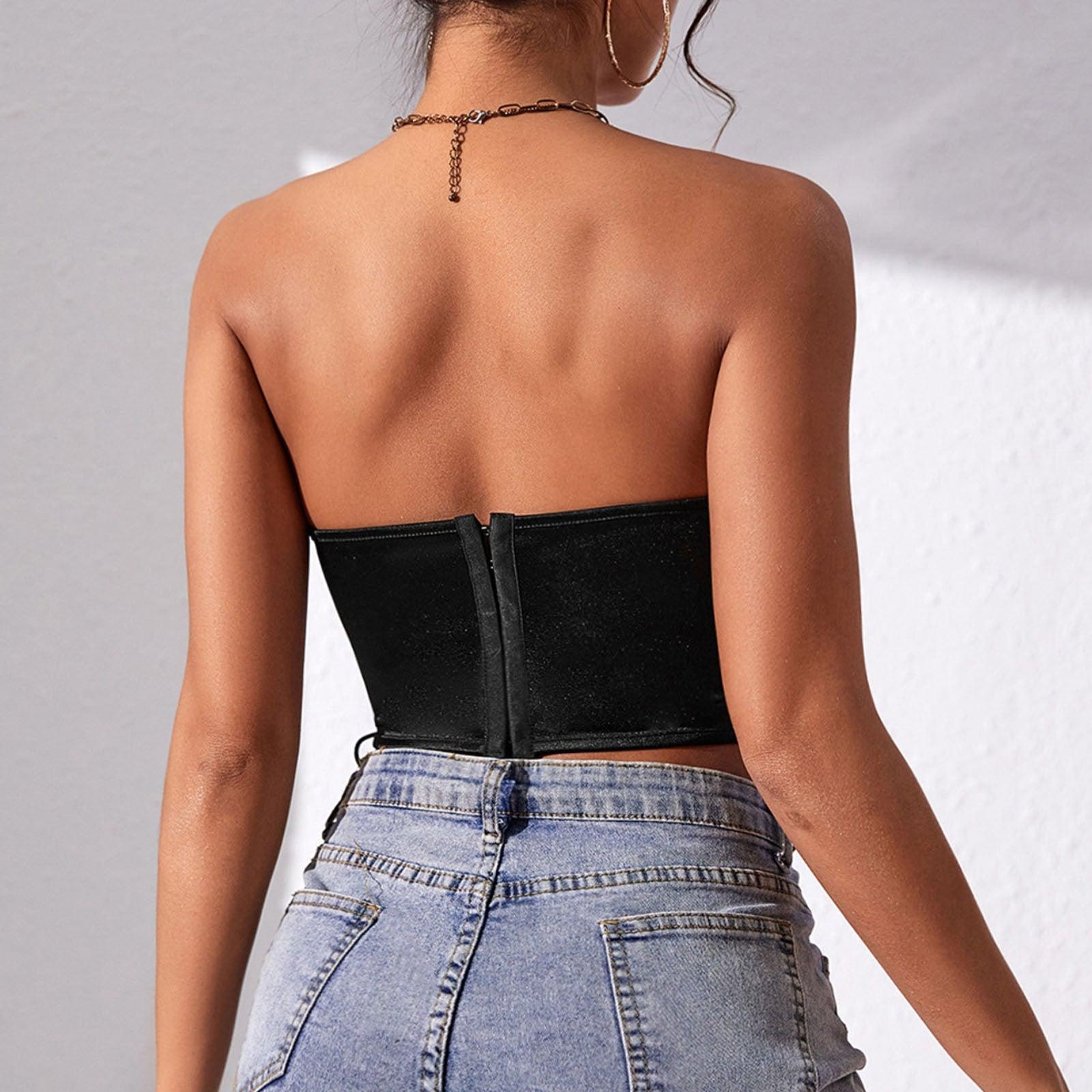 Sleeveless Corset Crop Tops Women's Backless Bustier Corset Vest Tanks Camis-Maas