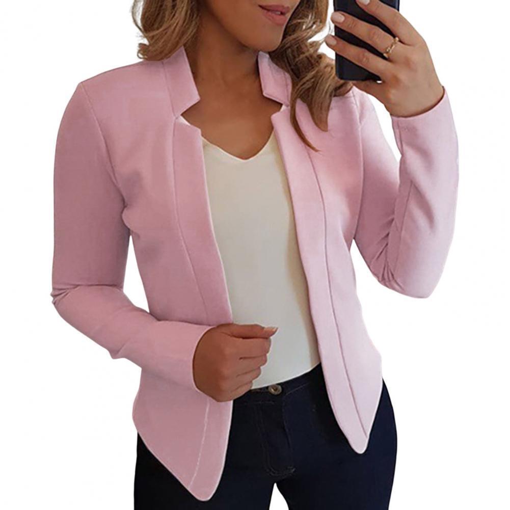 Slim Fit Women Blazer Jacket Notched Collar Open Suit-Maas