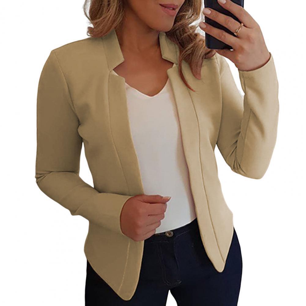 Slim Fit Women Blazer Jacket Notched Collar Open Suit-Maas