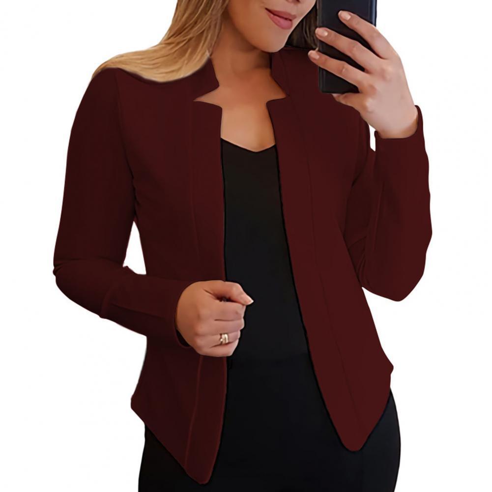 Slim Fit Women Blazer Jacket Notched Collar Open Suit-Maas