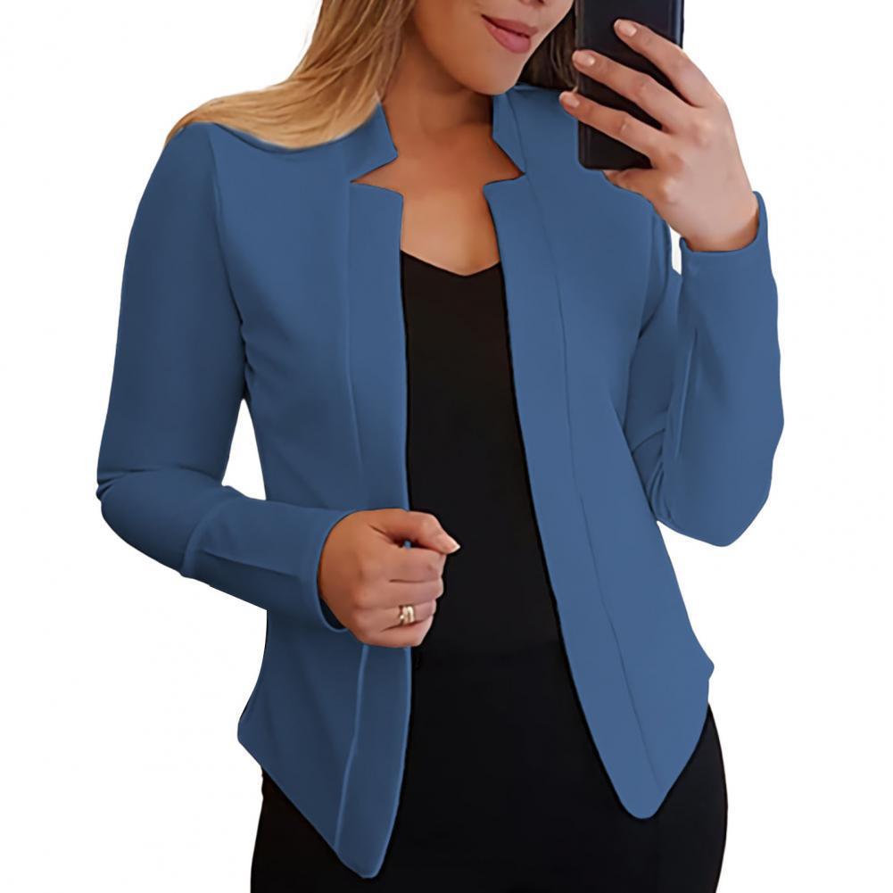 Slim Fit Women Blazer Jacket Notched Collar Open Suit-Maas