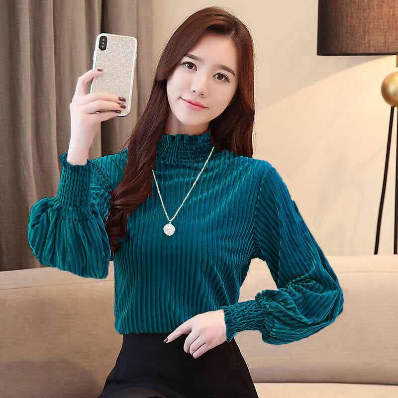 Slim Splicing Female OL Buttons Thicken Shirt Blouses-Maas