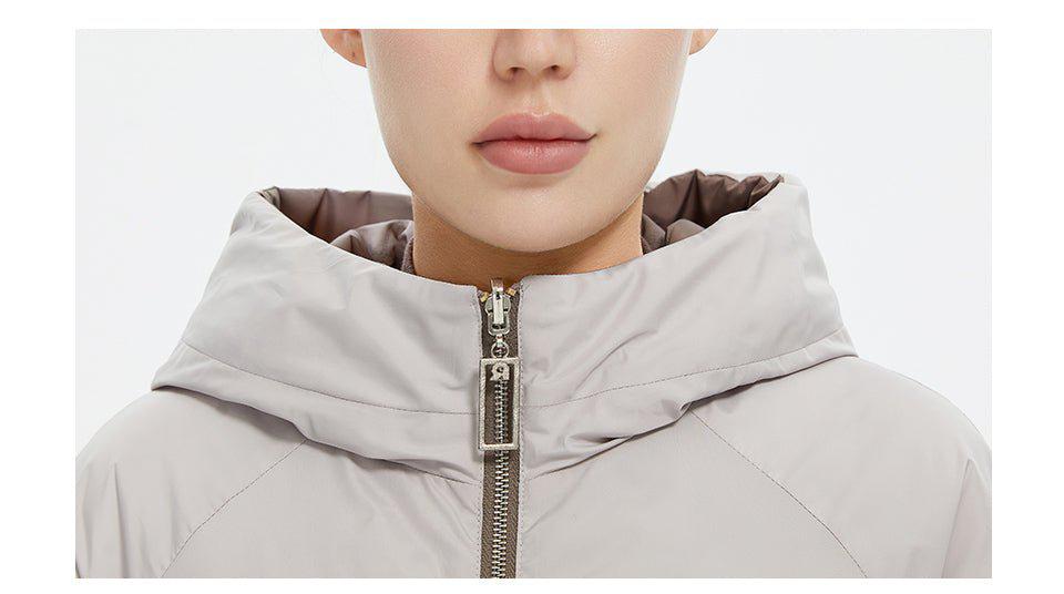 Spring Autumn Women's Reversible Jacket Hooded Windproof Loose Coat Parka-Maas