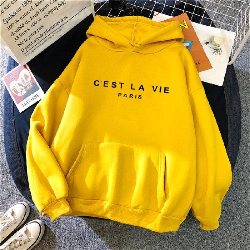 Streetwear Hoodies Letter Printed Women Sweatshirt Pullovers Hooded-Maas