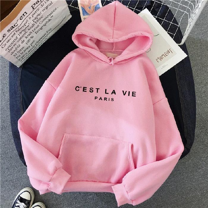 Streetwear Hoodies Letter Printed Women Sweatshirt Pullovers Hooded-Maas