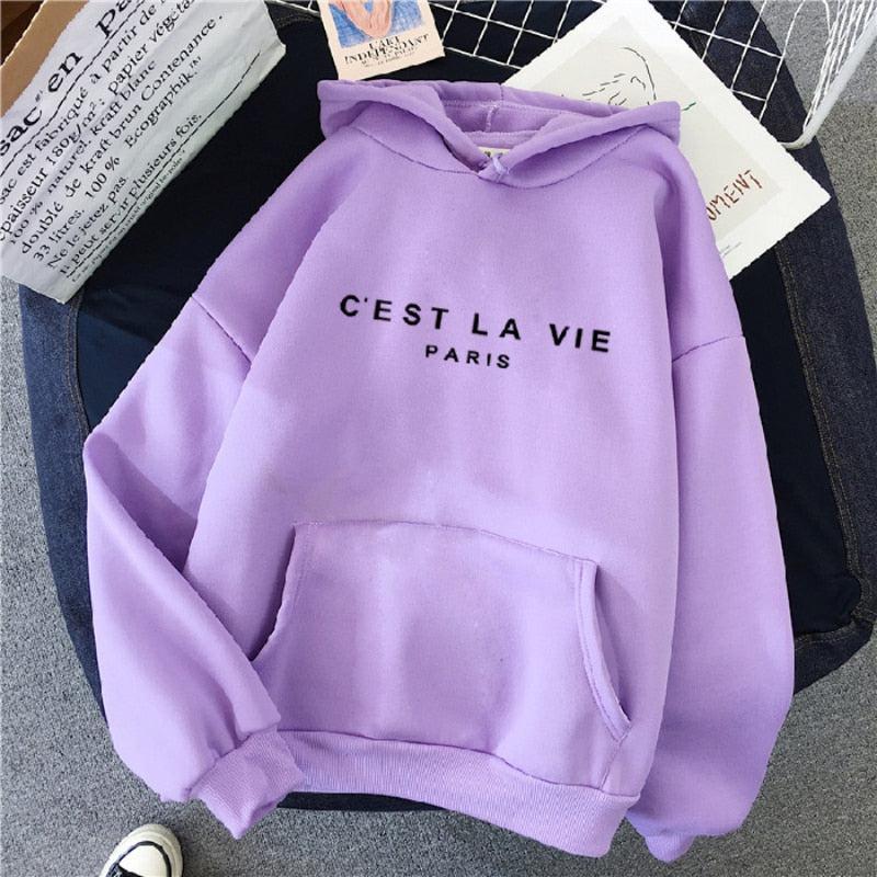 Streetwear Hoodies Letter Printed Women Sweatshirt Pullovers Hooded-Maas