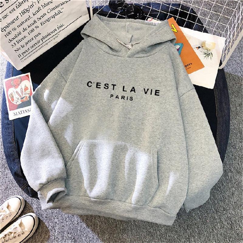 Streetwear Hoodies Letter Printed Women Sweatshirt Pullovers Hooded-Maas