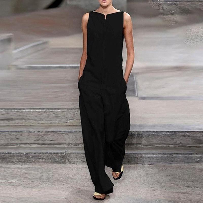 Summer Elegant Loose Jumpsuit Trousers Women's Casual Overalls-Maas