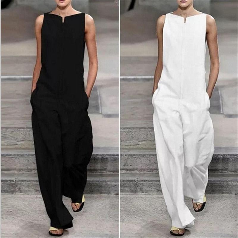 Summer Elegant Loose Jumpsuit Trousers Women's Casual Overalls-Maas