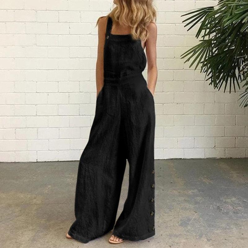 Summer Elegant Loose Jumpsuit Trousers Women's Casual Overalls-Maas