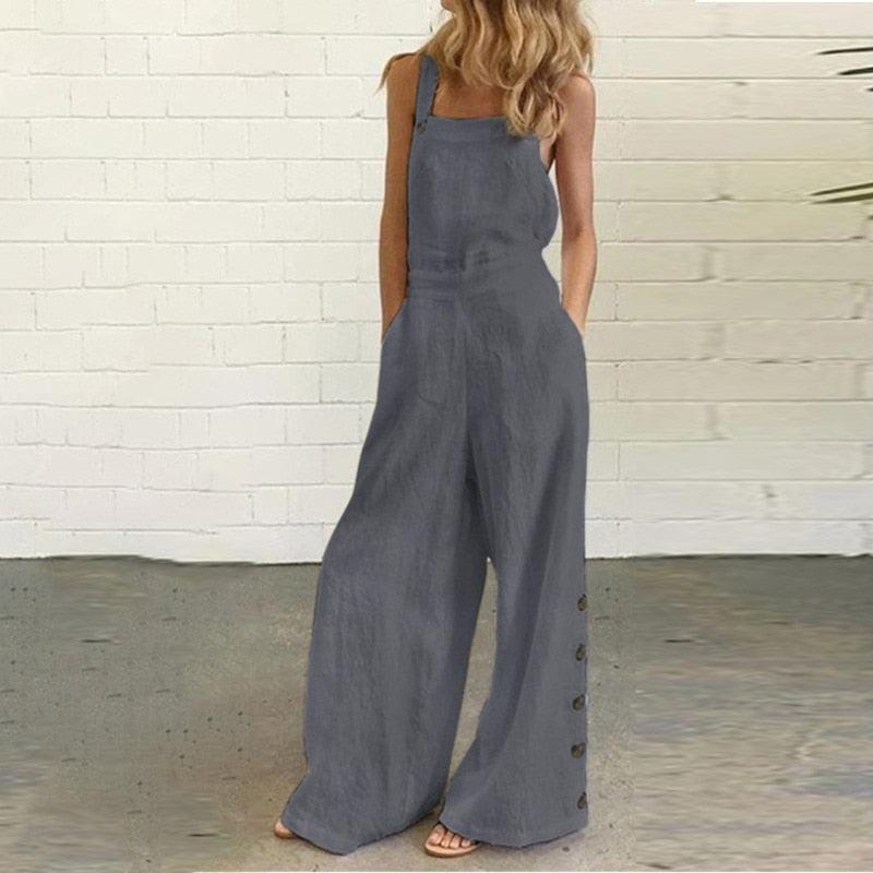 Summer Elegant Loose Jumpsuit Trousers Women's Casual Overalls-Maas