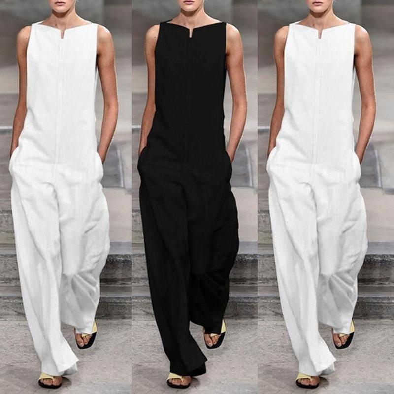 Summer Elegant Loose Jumpsuit Trousers Women's Casual Overalls-Maas