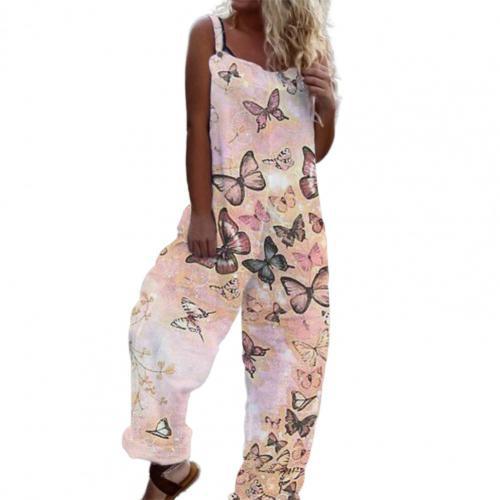 Summer Loose Floral Print Jumpsuit Cotton Women's Romper Overall Backless-Maas