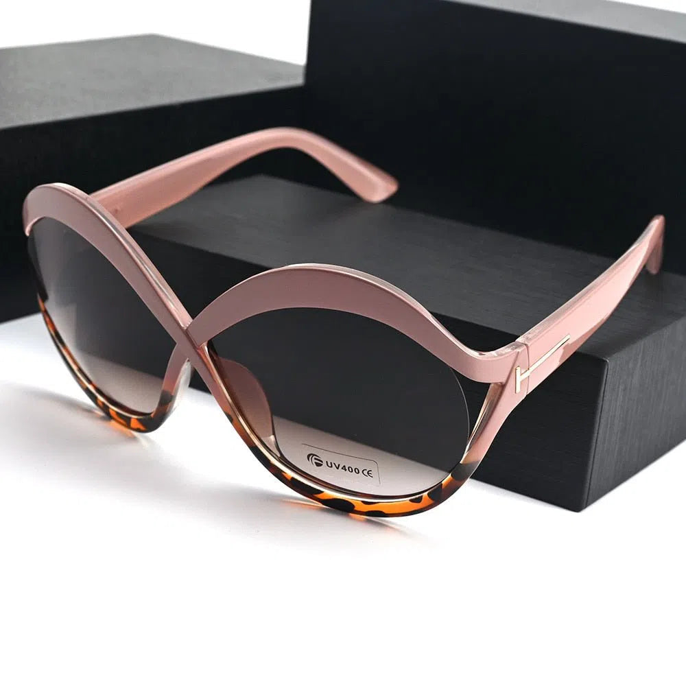 Vazrobe Oversized Sunglasses Women Elegant Sun Glasses for Female Shades Goggles Anti Reflection Black Leopard Brown Fashion-Maas