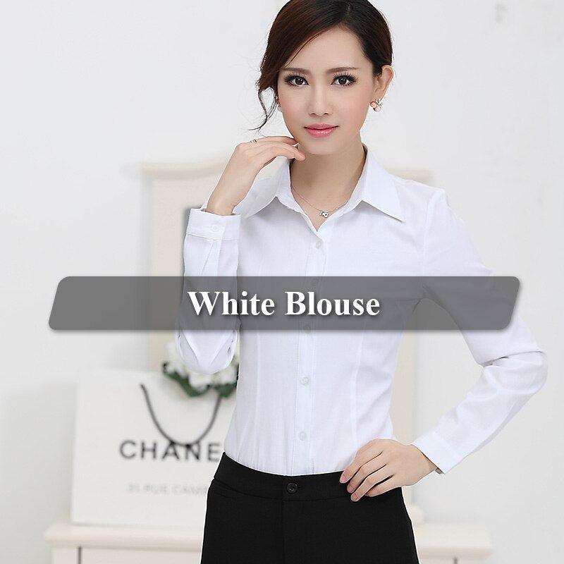 White Blouse Shirt Women's Formal work wear elegant Long Sleeve-Maas