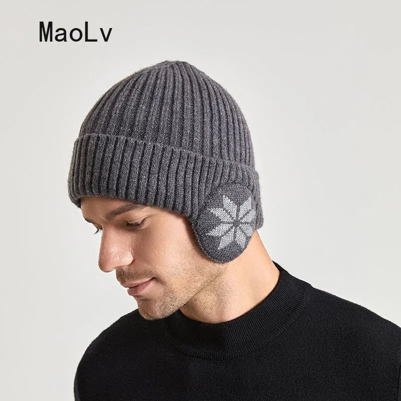 Winter Warm Plush Knitted Benines for Men Women Snow Fashion Skullies Hat Unisex Outdoor Coldproof Ear Protection Wool Caps 2022-Maas