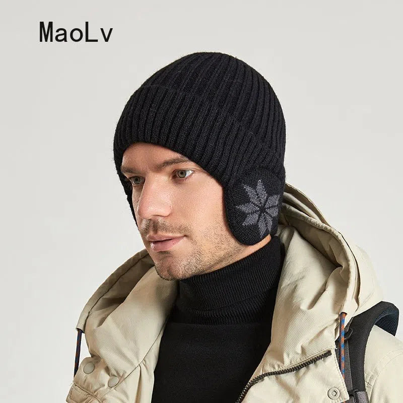 Winter Warm Plush Knitted Benines for Men Women Snow Fashion Skullies Hat Unisex Outdoor Coldproof Ear Protection Wool Caps 2022-Maas