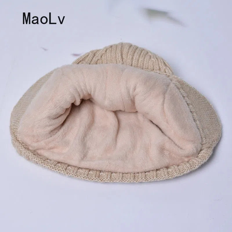 Winter Warm Plush Knitted Benines for Men Women Snow Fashion Skullies Hat Unisex Outdoor Coldproof Ear Protection Wool Caps 2022-Maas