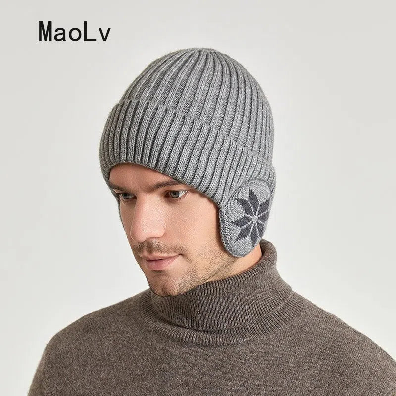 Winter Warm Plush Knitted Benines for Men Women Snow Fashion Skullies Hat Unisex Outdoor Coldproof Ear Protection Wool Caps 2022-Maas