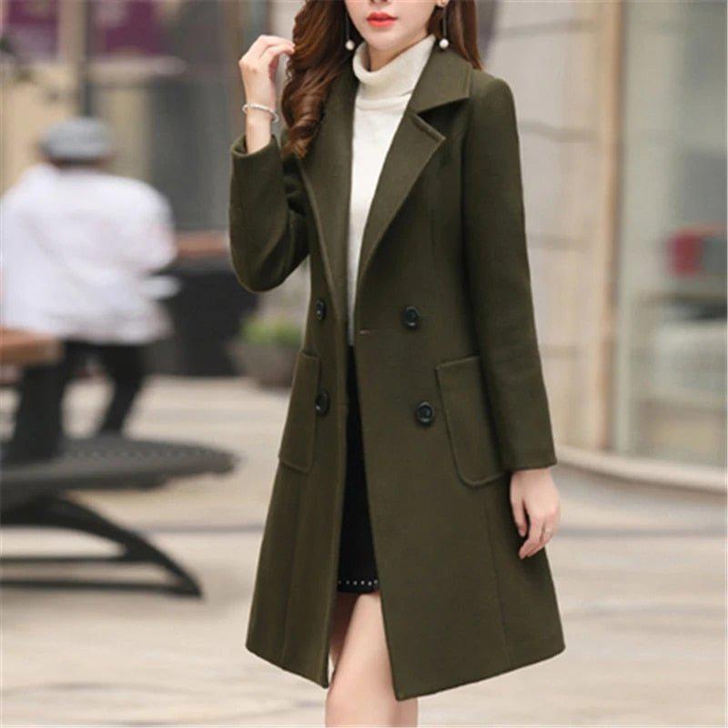 Winter Women's Coat Turn-down Collar Elegant Plus Size Casual Warm Jacket-Maas