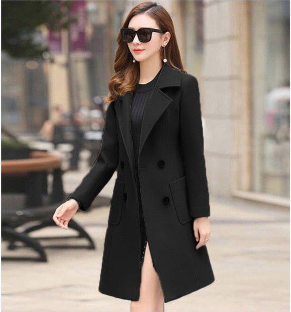 Winter Women's Coat Turn-down Collar Elegant Plus Size Casual Warm Jacket-Maas