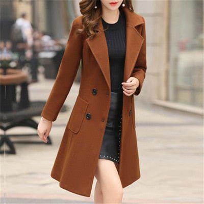 Winter Women's Coat Turn-down Collar Elegant Plus Size Casual Warm Jacket-Maas