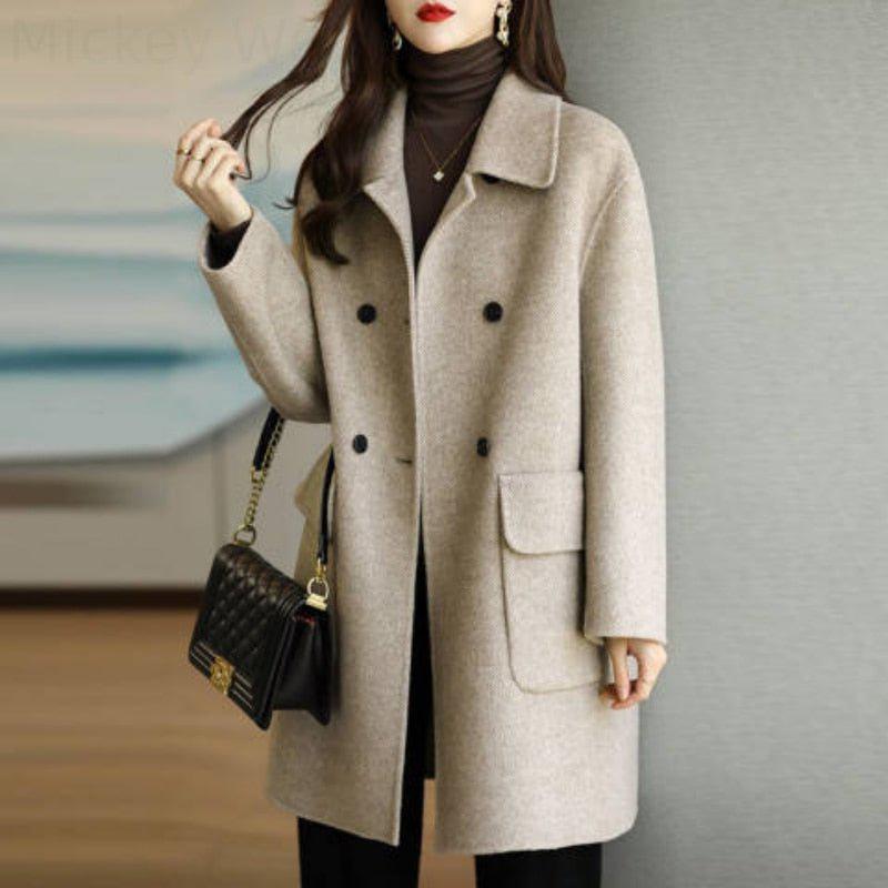 Winter Women's Coat Turn-down Collar Elegant Plus Size Casual Warm Jacket-Maas