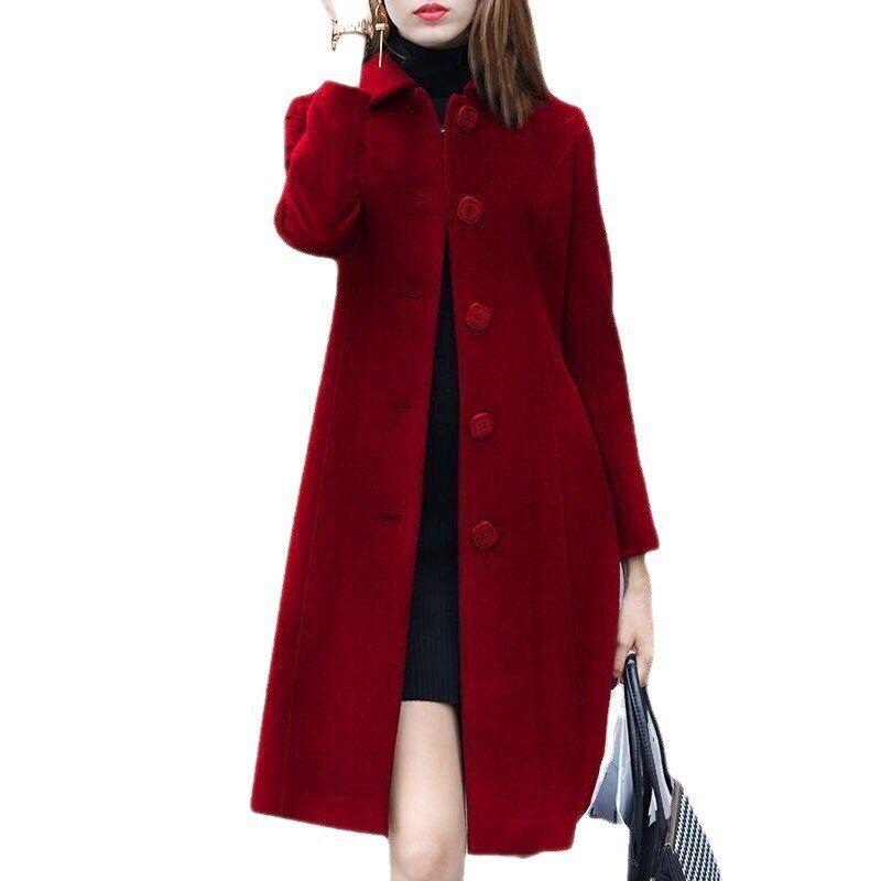 Winter Women's Coat Turn-down Collar Elegant Plus Size Casual Warm Jacket-Maas