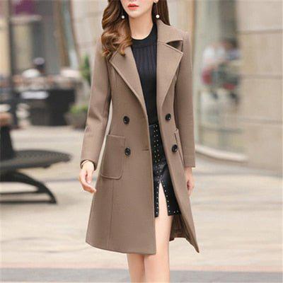 Winter Women's Coat Turn-down Collar Elegant Plus Size Casual Warm Jacket-Maas