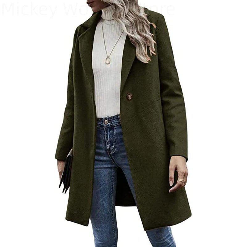 Winter Women's Coat Turn-down Collar Elegant Plus Size Casual Warm Jacket-Maas