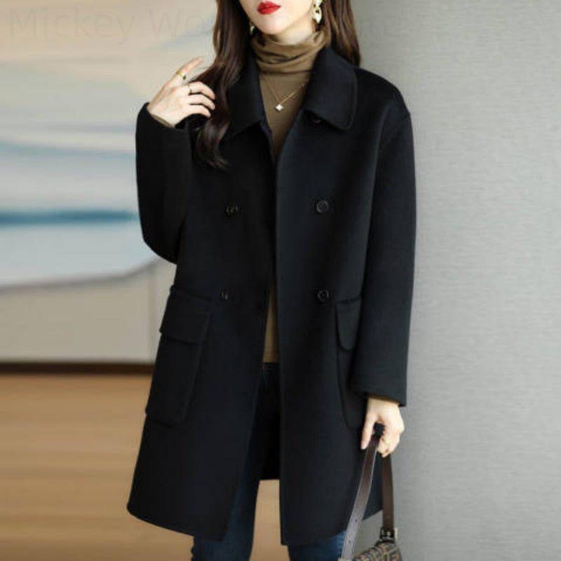 Winter Women's Coat Turn-down Collar Elegant Plus Size Casual Warm Jacket-Maas